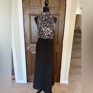 Naeem Khan Black 100% Silk Fully Lined A-Line Maxi Skirt Size 10